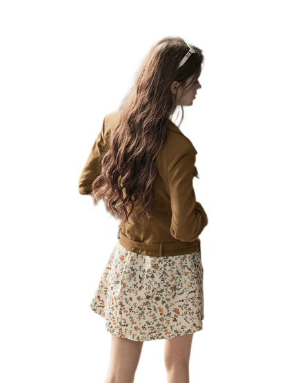 Soft Suede Cropped Utility Jacket