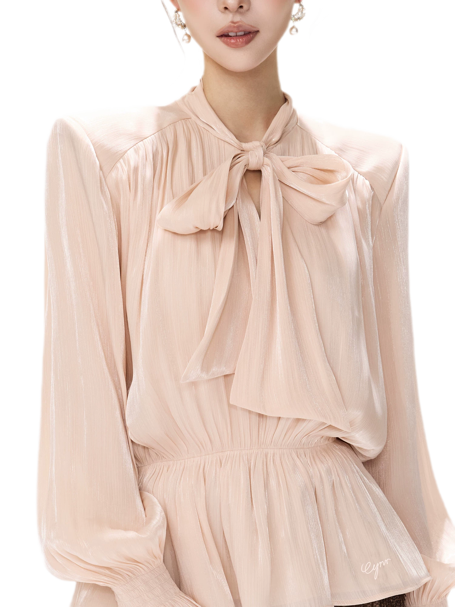 Pearlescent Tie Waist Blouse