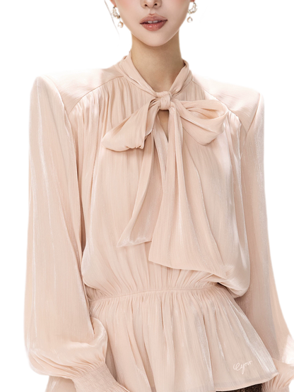 Pearlescent Tie Waist Blouse