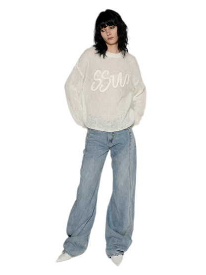 Mohair Openwork Logo Sweater