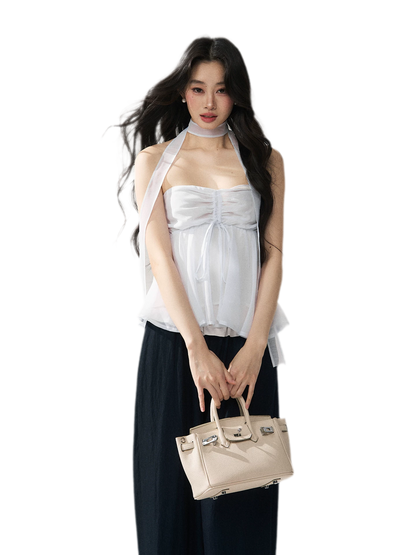 Halter Ruched Bustier Top