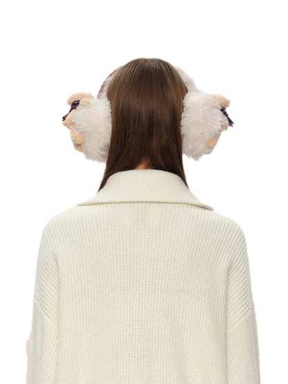 Paraorecchie in peluche a forma di orso con fiocco
