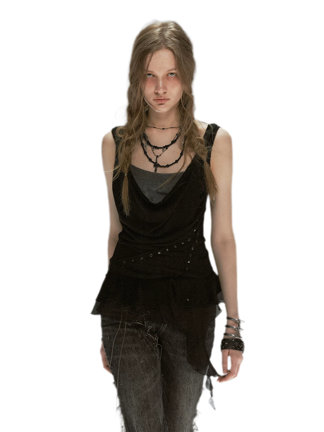 Cest Nous Dyed Chiffon Cowl Tank – view 2