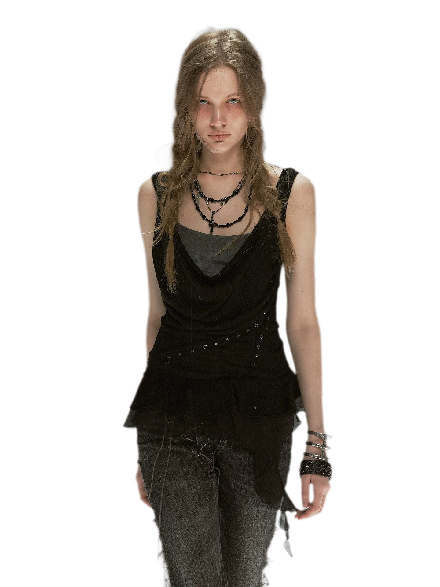 Dyed Chiffon Cowl Tank