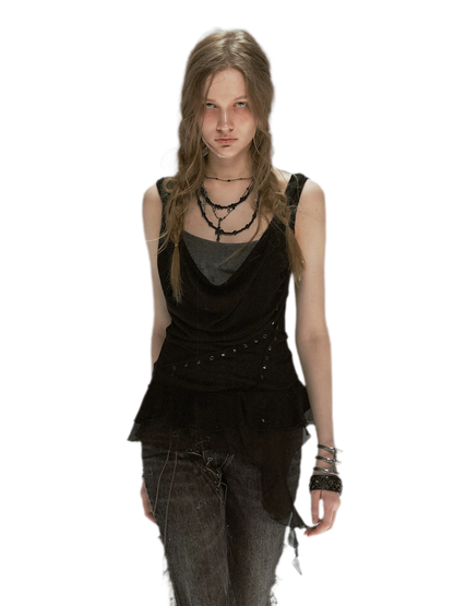 Dyed Chiffon Cowl Tank