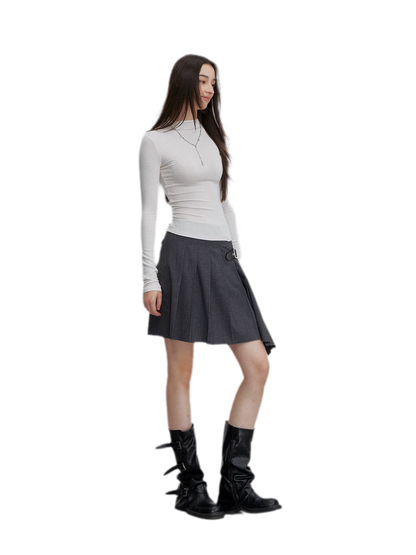 Asymmetric Pleated Strap Skirt