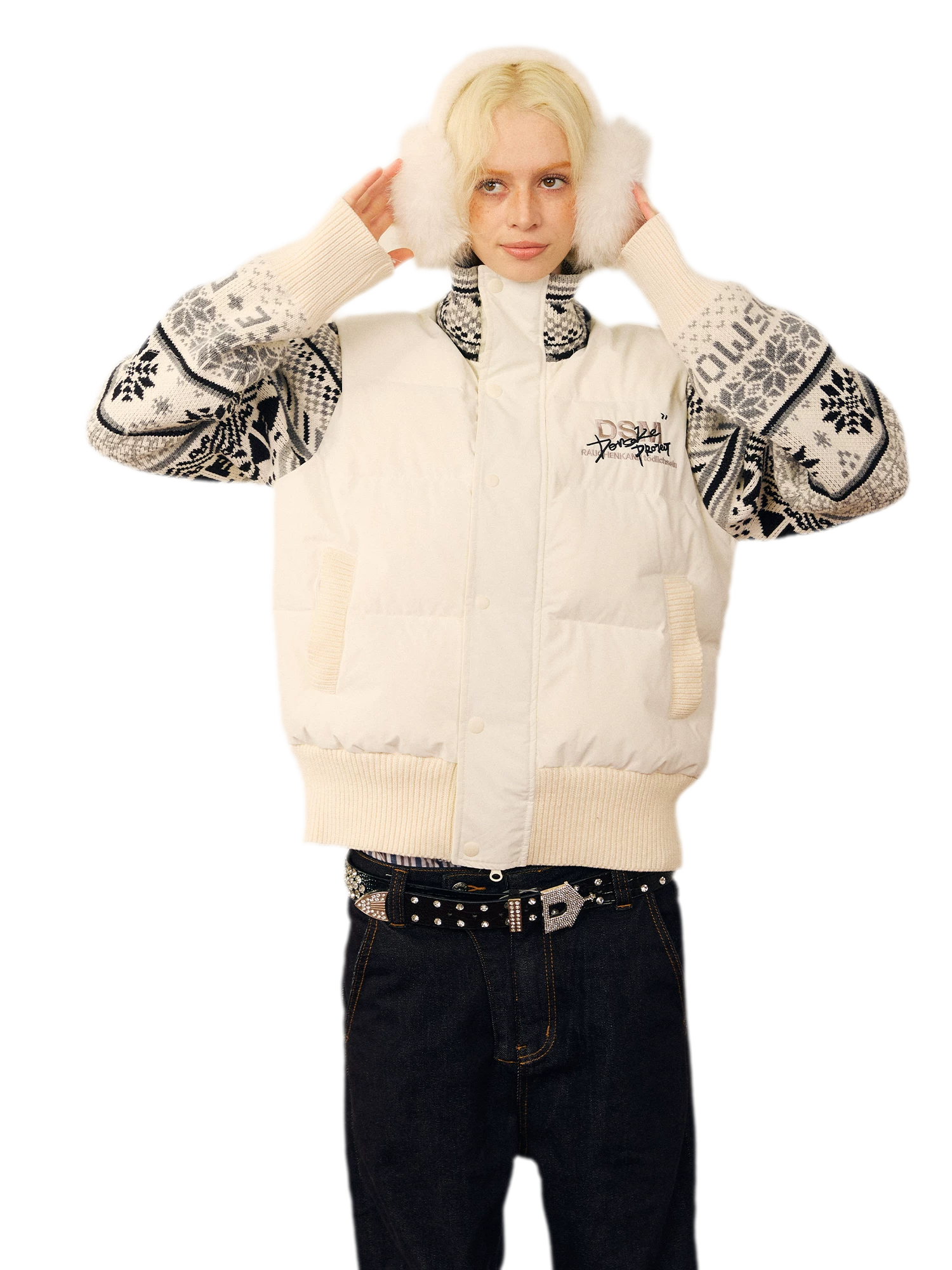 Contrast Fair Isle Down Jacket