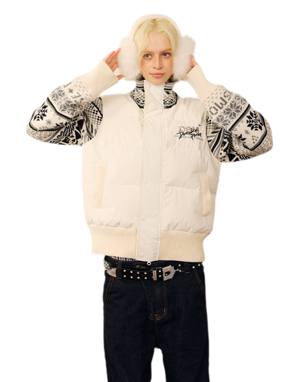 Contrast Fair Isle Down Jacket