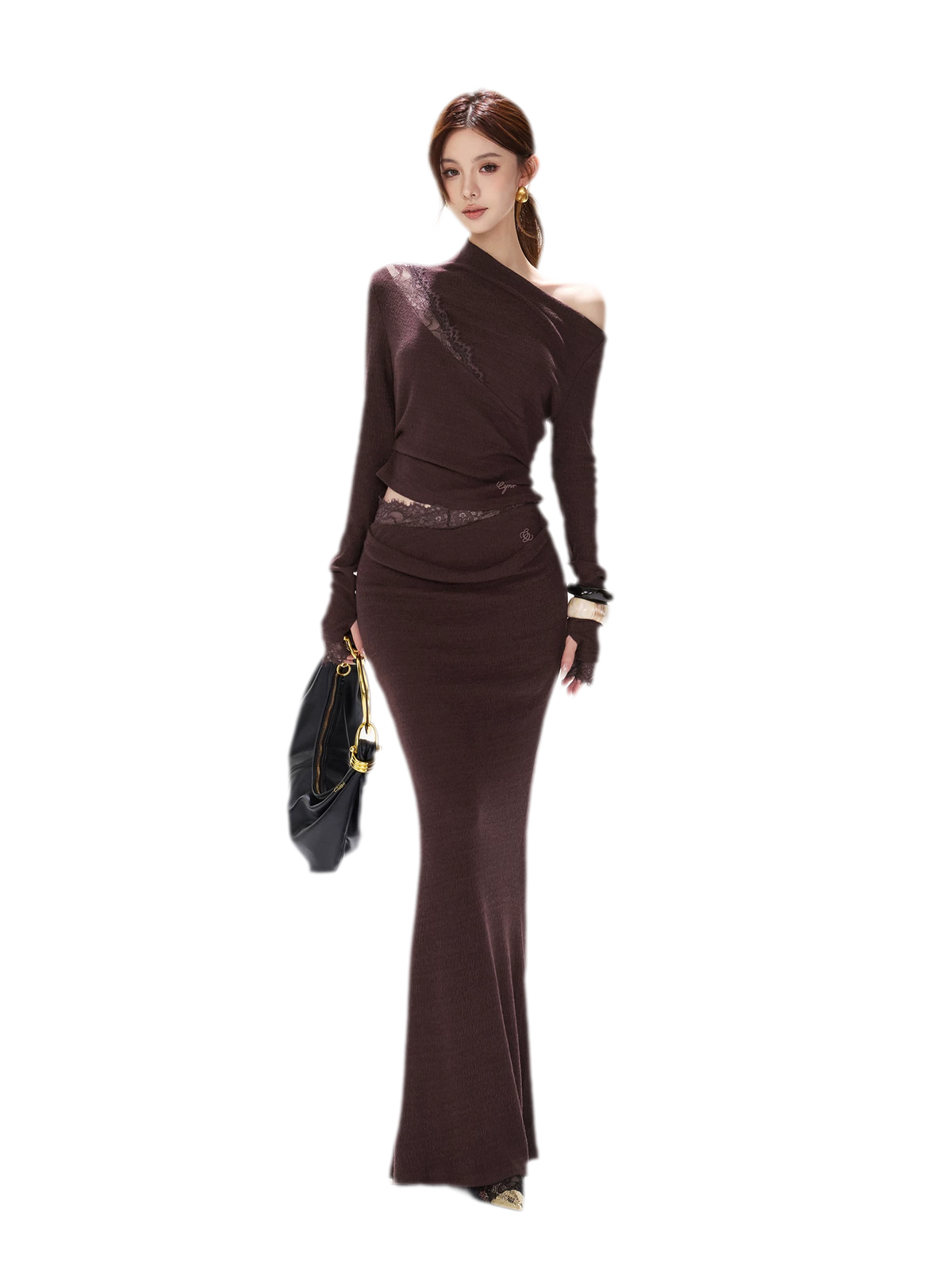 Lace Draped Two-Piece Set