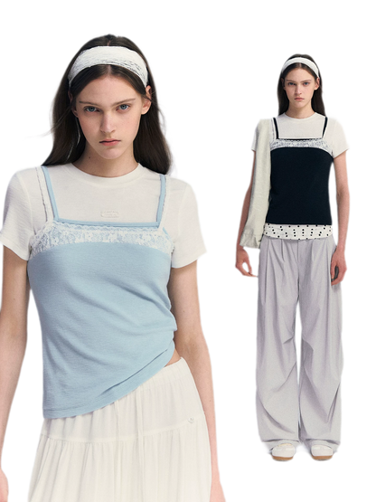 Lace Trim Layered Tee
