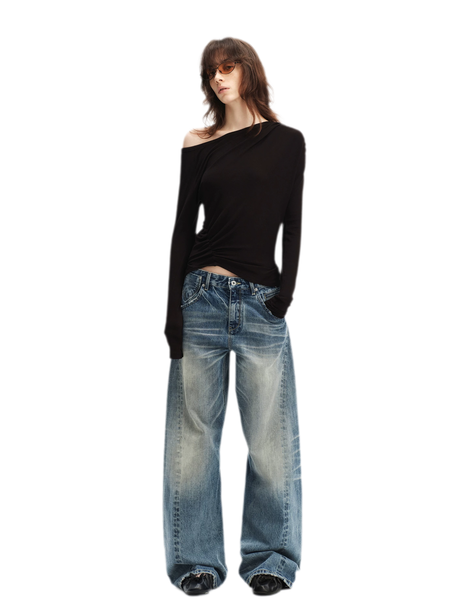Vintage Washed Wide-Leg Jeans
