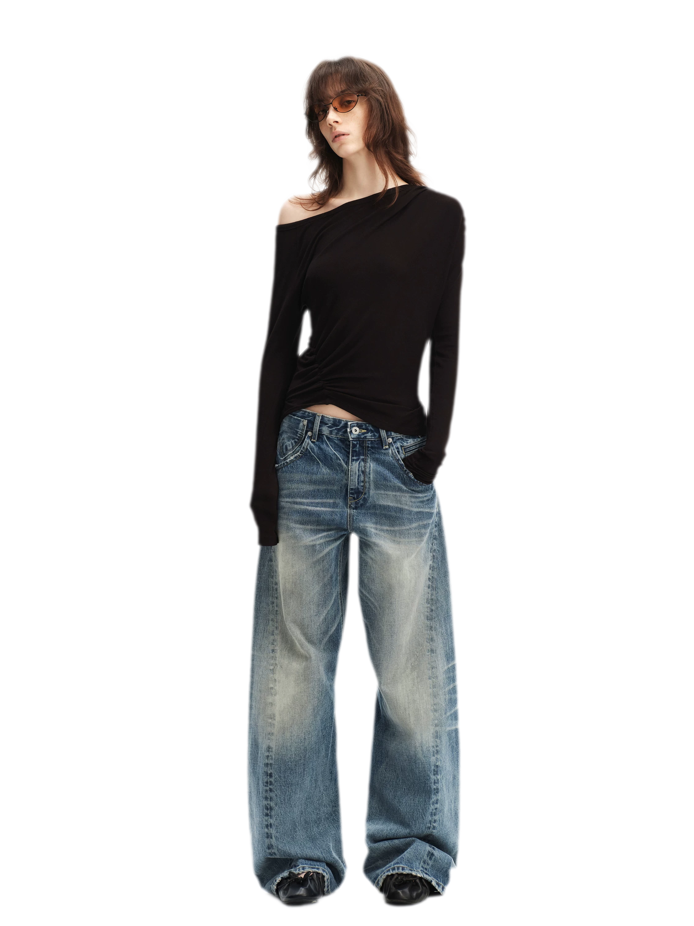 Vintage Washed Wide-Leg Jeans