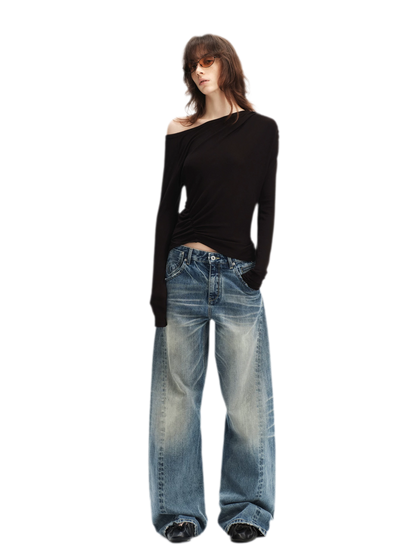 Vintage Washed Wide-Leg Jeans