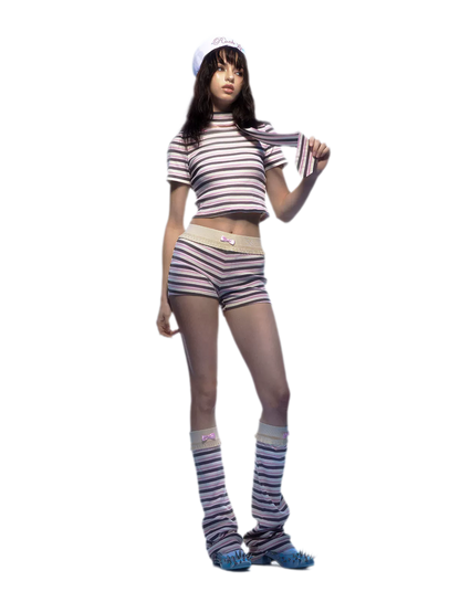 Striped Bow Two-Piece Set
