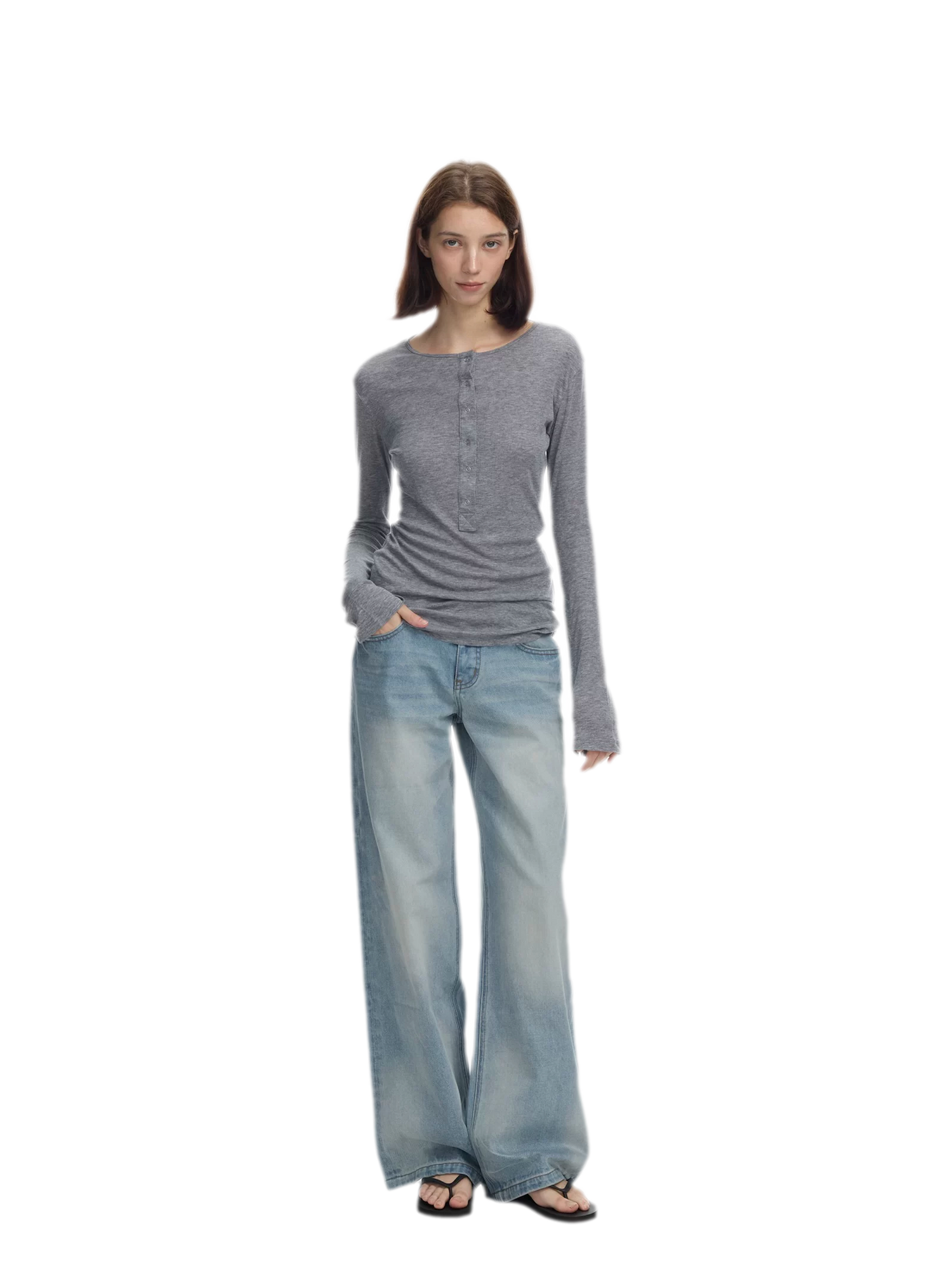 Lyocell Wool Six-Button Henley