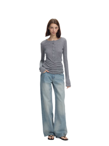 Lyocell Wool Six-Button Henley