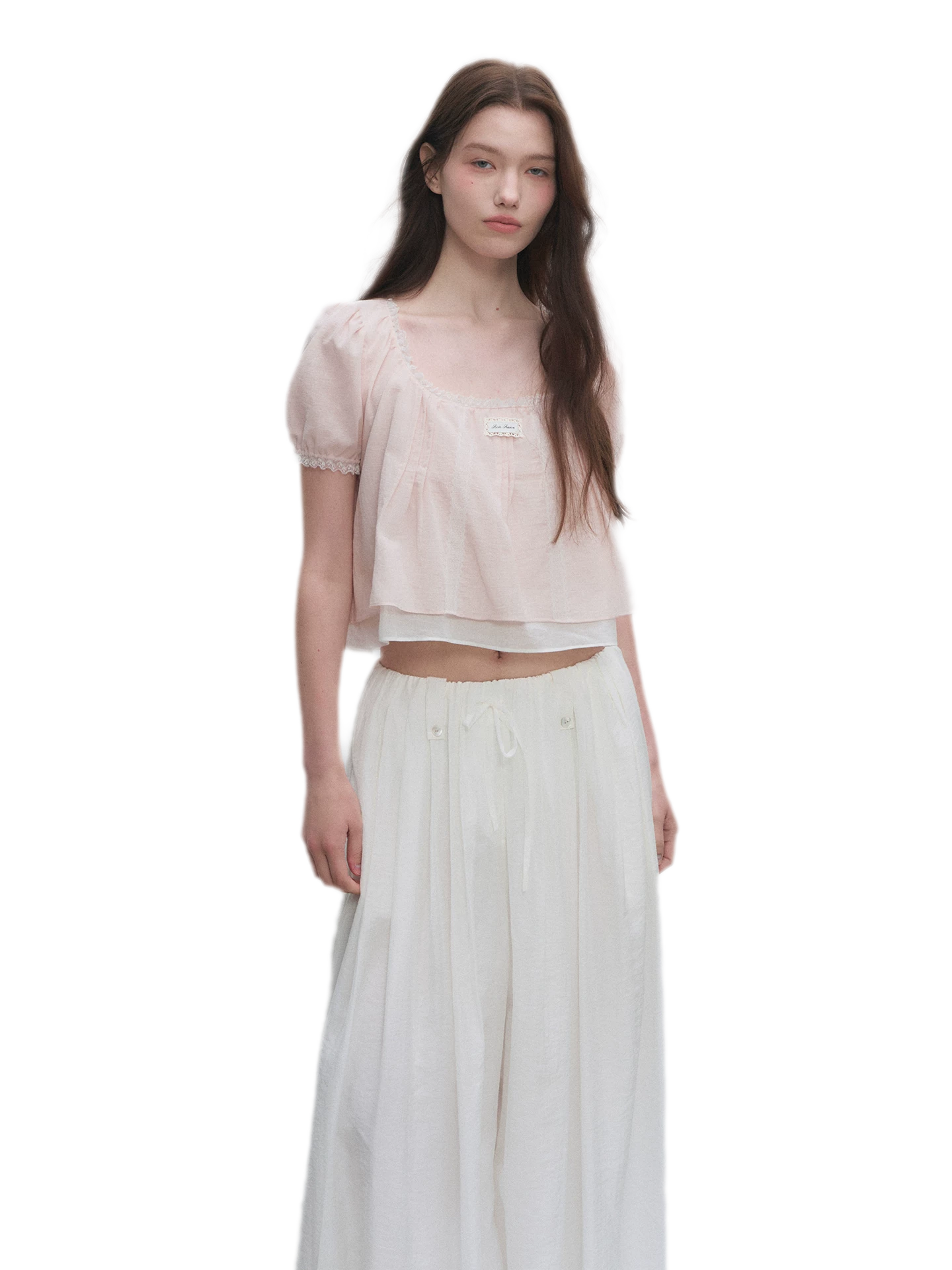 Cotton Lace Trim Cropped Top
