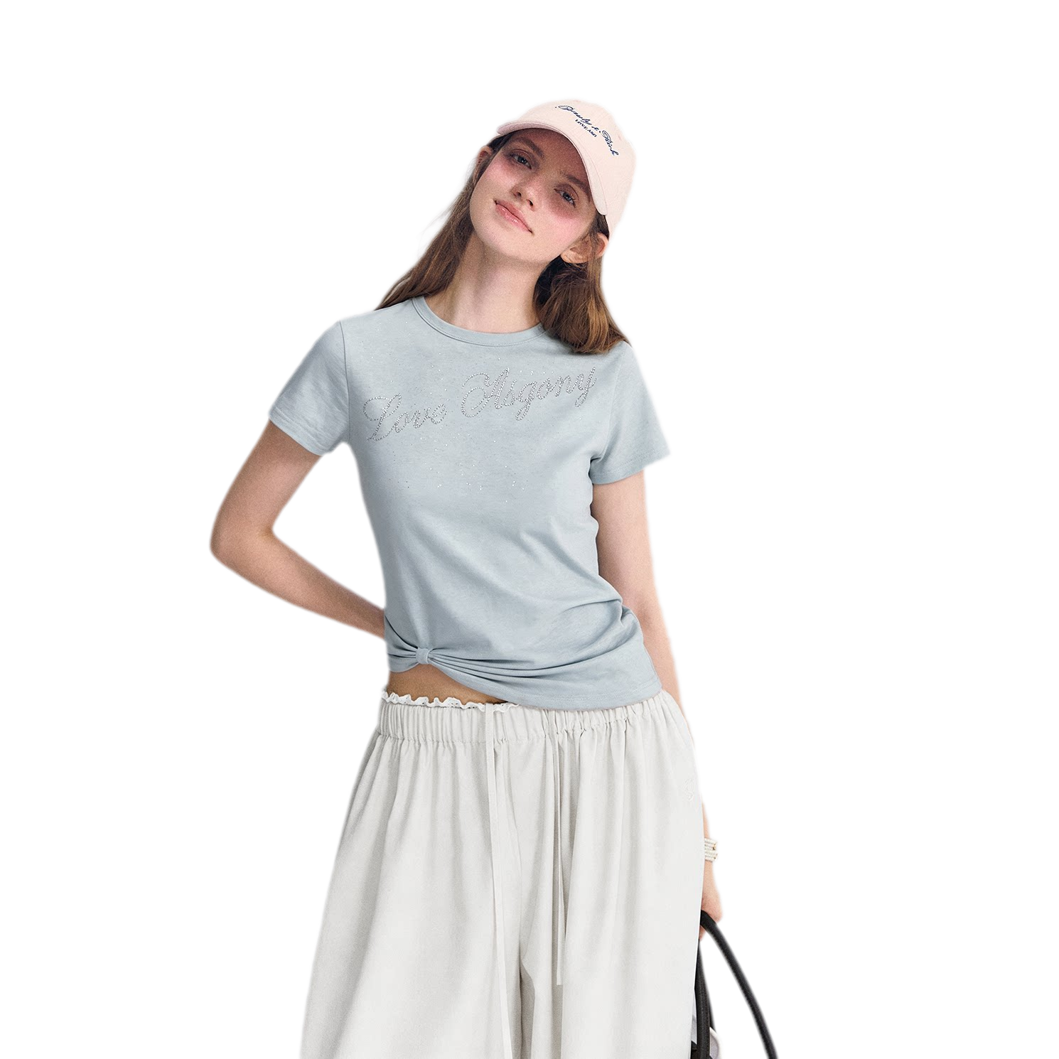 Rhinestone Twisted Hem Tee