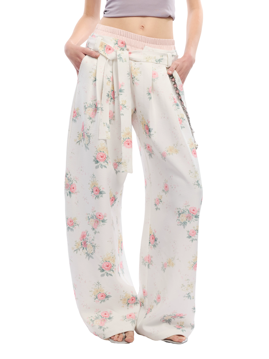 Floral Print Loose Wide Leg Pants