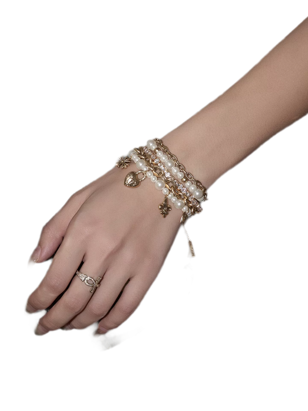 Pearl Heart Layered Bracelet