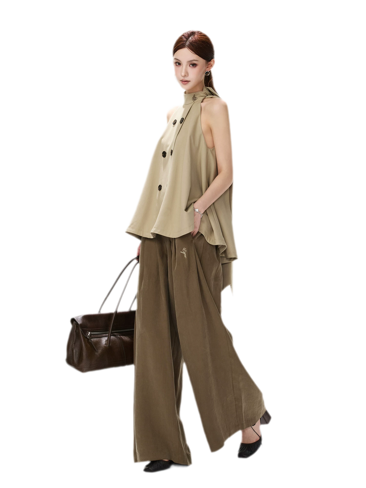 Twill Asymmetric Halter Top