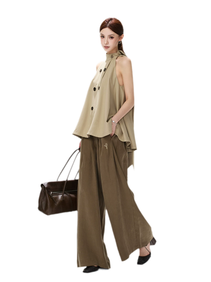 Twill Asymmetric Halter Top