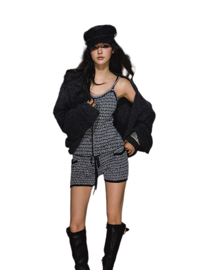 Gestreiftes Woll-Jumpsuit-Set