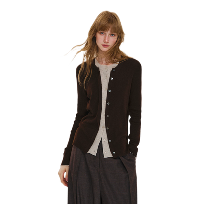 Fine Knit Contrast Cardigan