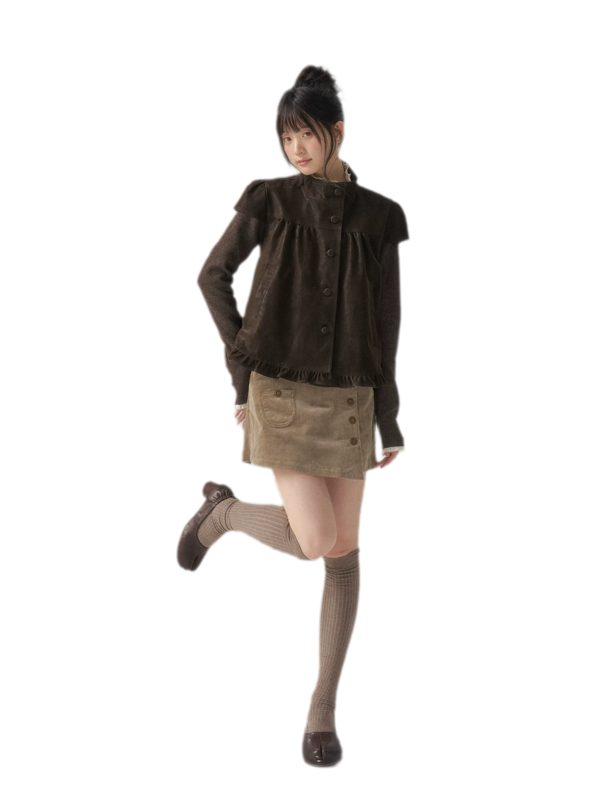 Suede Layered Flare Jacket