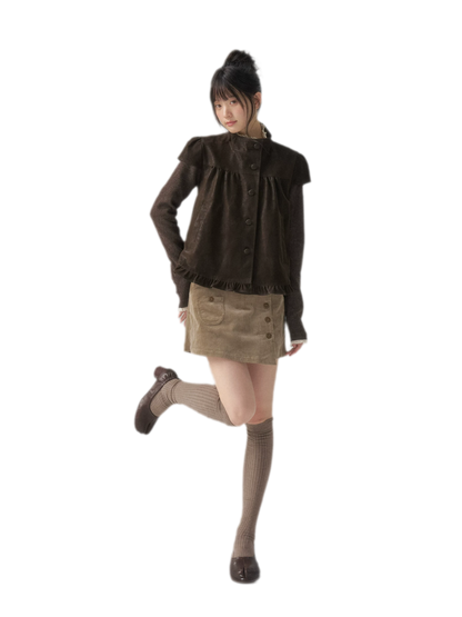 Suede Layered Flare Jacket