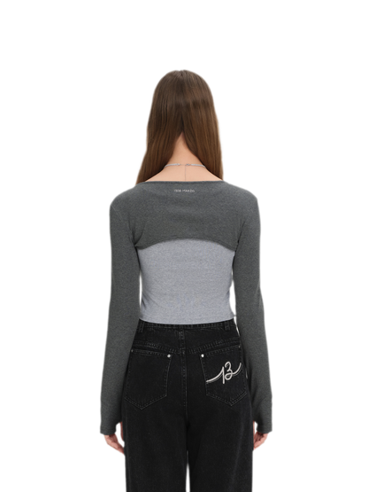 Knit Lace-Up Two-Piece Tee