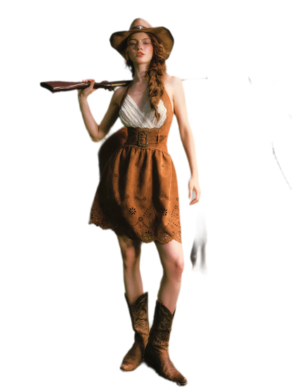 Laser-Cut Suede Lace Dress