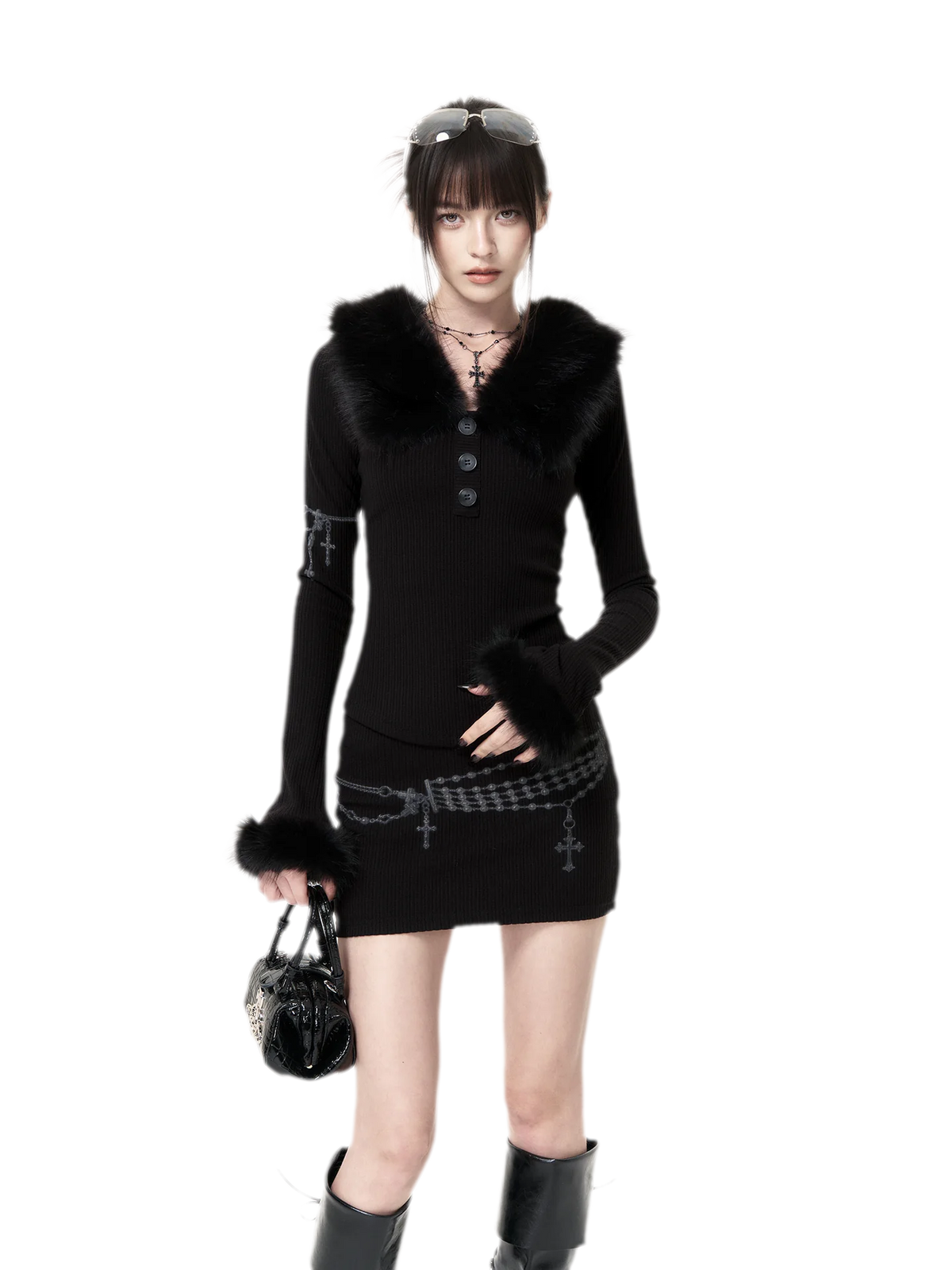 Gothic-Strick-Zweiteiler