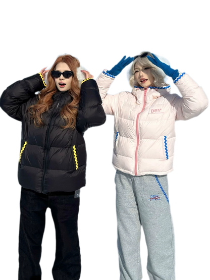 Shell Embroidered Hooded Down Jacket