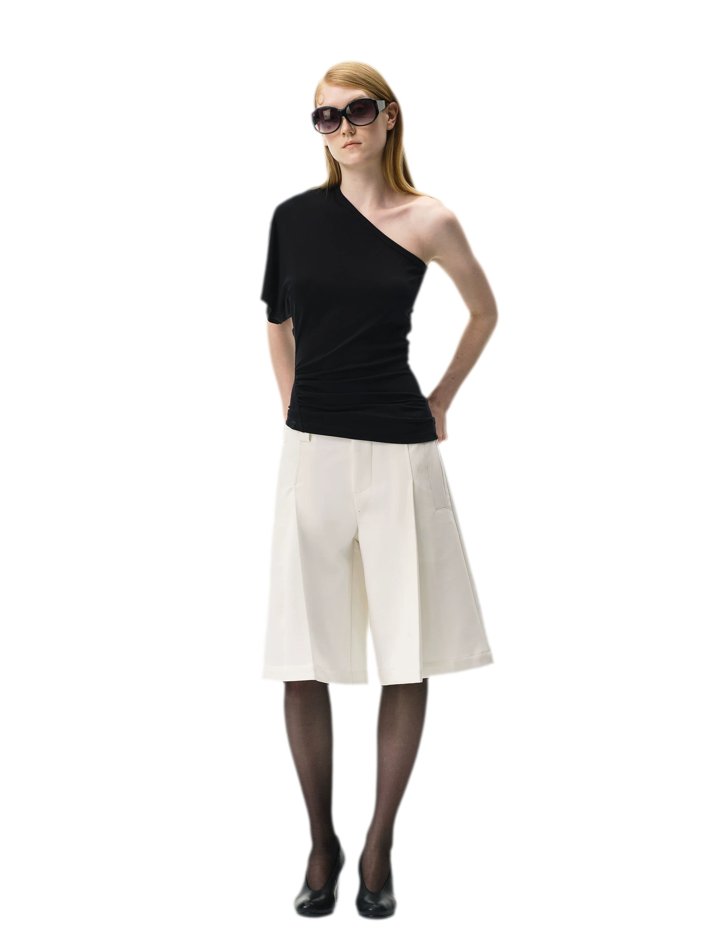Pleated Bermuda Shorts