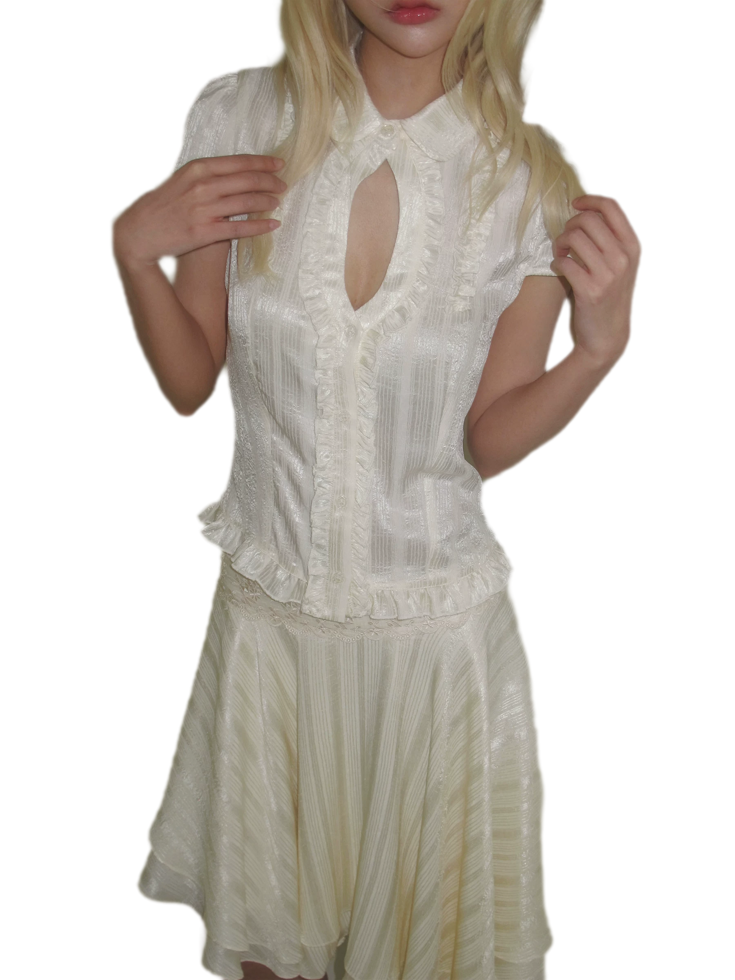 French Ruffle Short Blouse
