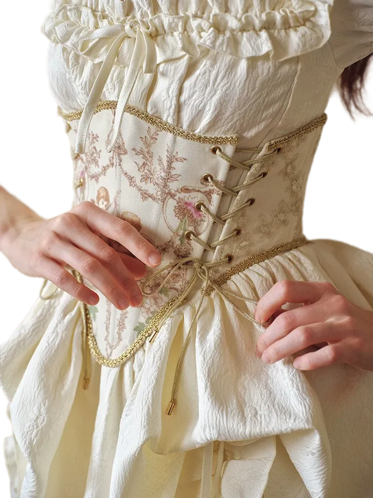 Jacquard Corset Ruffle Dress