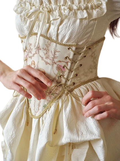 Jacquard Corset Ruffle Dress