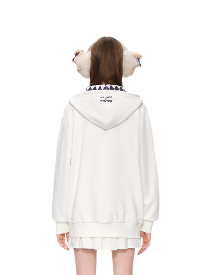 Áo hoodie oversized khóa kéo lót nỉ