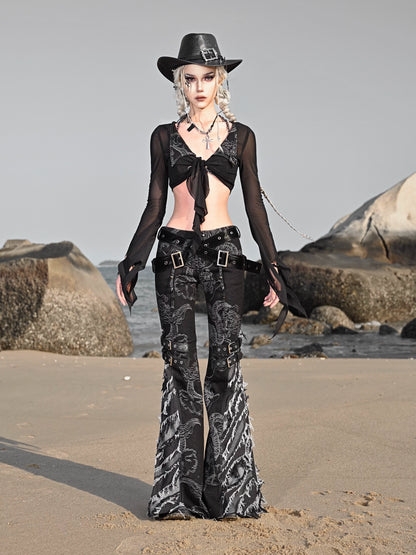 Dragon Graphic Flared Jeans