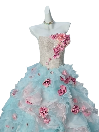 Gradient Floral Ball Gown