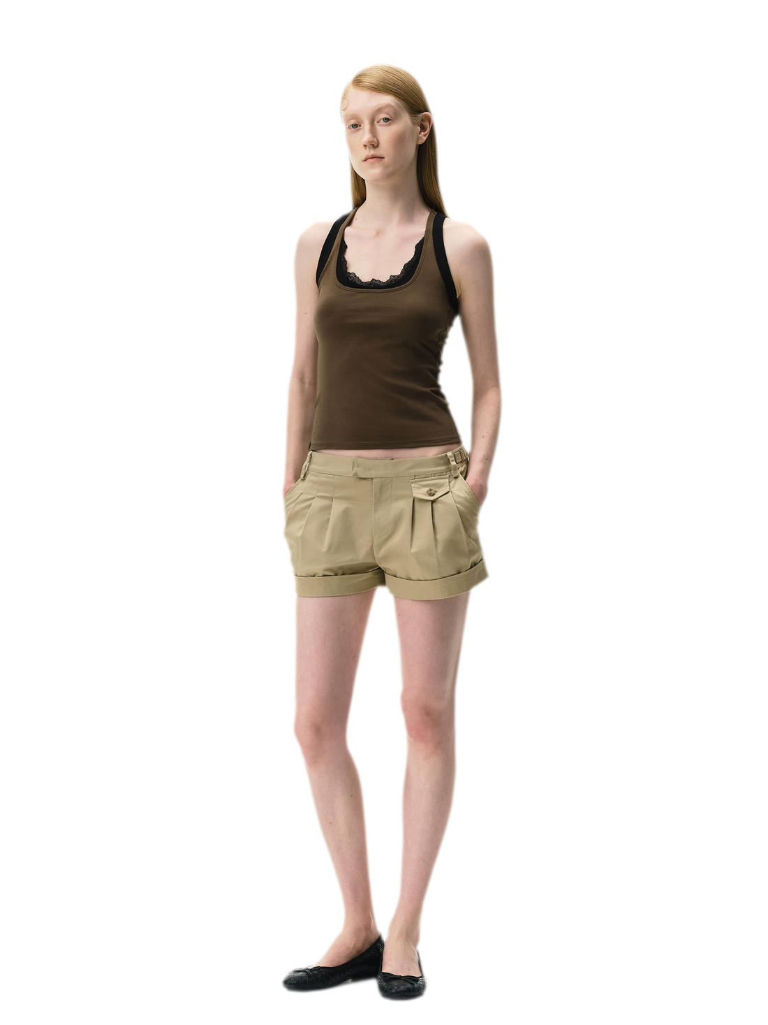 Pleated Twill Shorts
