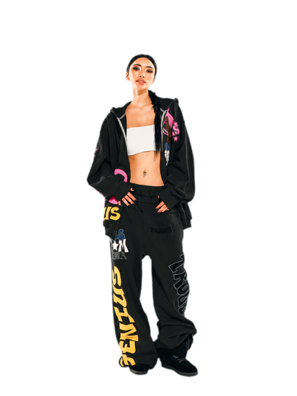 Appliqué Oversize Hoodie Pants Set