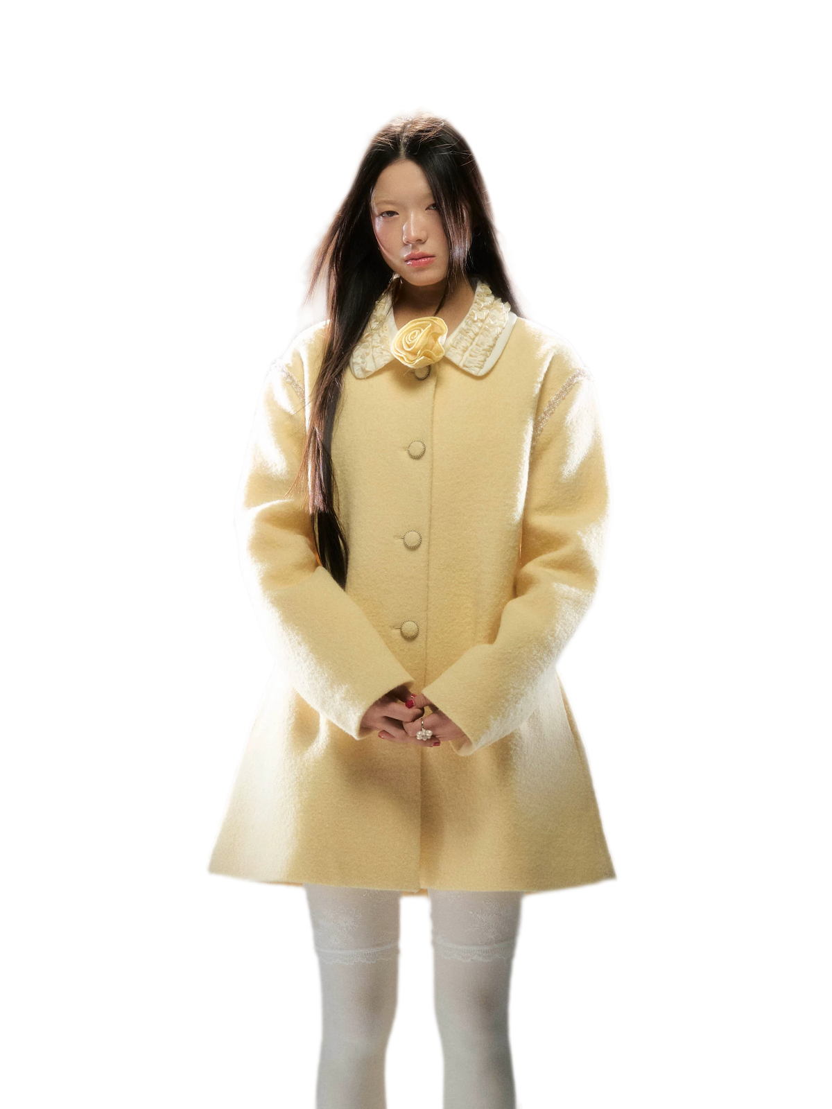 Rose Wool A-Line Coat