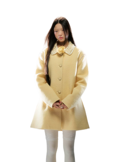 Rose Wool A-Line Coat