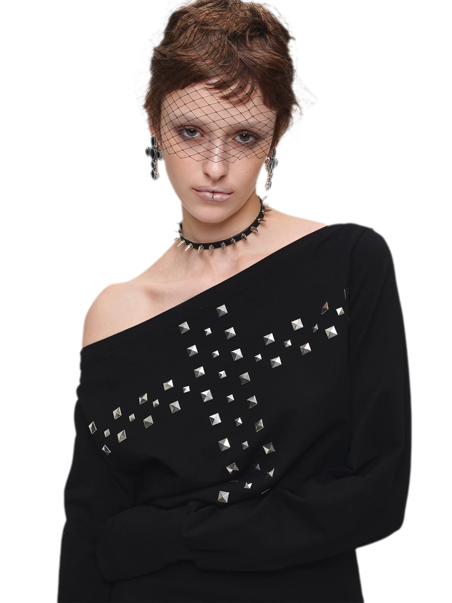 Hand-Embellished One-Shoulder Fitted Dress