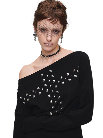 Hand-Embellished One-Shoulder Fitted Dress
