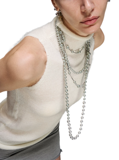 Silver Pearl Layered Necklace