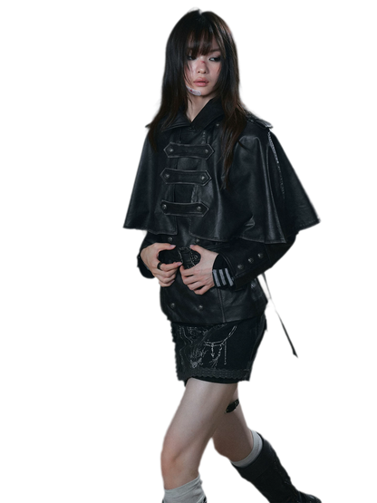 Distressed Cape Buckle Jacket