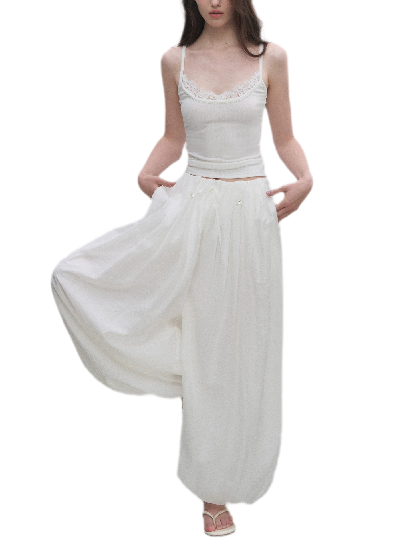 Pleated Balloon-Leg Tencel Trousers